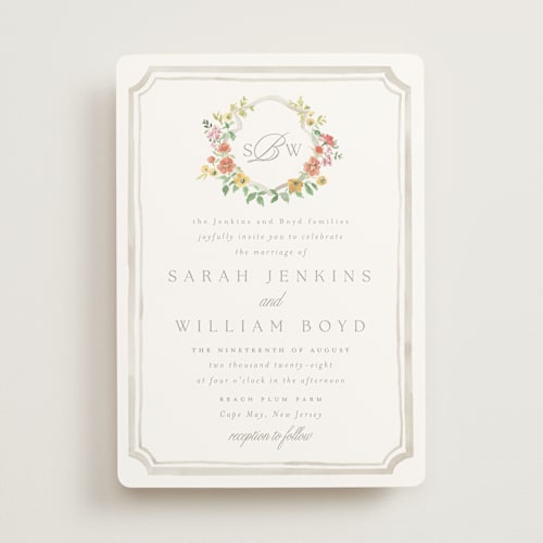 This is a hibiscus wedding invitations with standard by Everett Paper Goods called chelsea printing on signature in standard