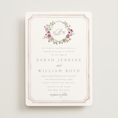This is a mulberry wedding invitations with standard by Everett Paper Goods called chelsea printing on signature in standard