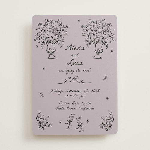 This is a lavender wedding invitations with standard by Ani Somi called roses printing on signature in standard