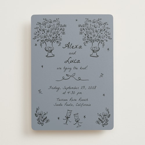 This is a sky wedding invitations with standard by Ani Somi called roses printing on signature in standard