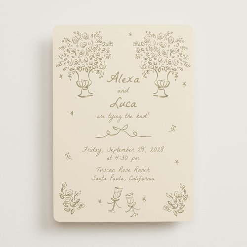 This is a sage wedding invitations with standard by Ani Somi called roses printing on signature in standard