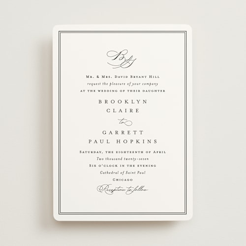This is a noir wedding invitations with standard by Amy Kross called overlapping printing on signature in standard