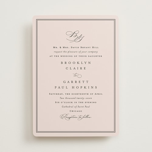 This is a rose wedding invitations with standard by Amy Kross called overlapping printing on signature in standard