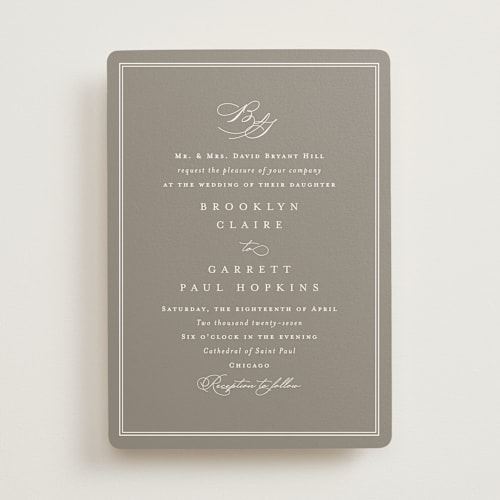 This is a slate wedding invitations with standard by Amy Kross called overlapping printing on signature in standard