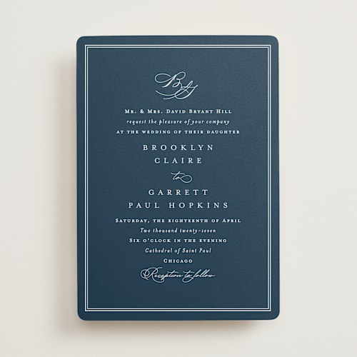 This is a azure wedding invitations with standard by Amy Kross called overlapping printing on signature in standard