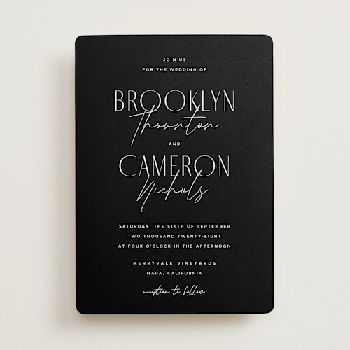 This is a midnight wedding invitations with standard by Kelly Schmidt called arabilla overlap printing on signature in standard