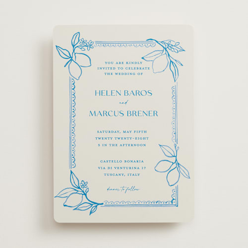 This is a ocean wedding invitations with standard by Pati Cascino called mediterraneo printing on signature in standard