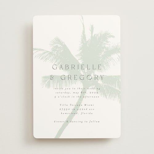 This is a greenery wedding invitations with standard by AK Graphics called palm printing on signature in standard