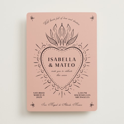 This is a sienna wedding invitations with standard by Ani Somi called milagro printing on signature in standard