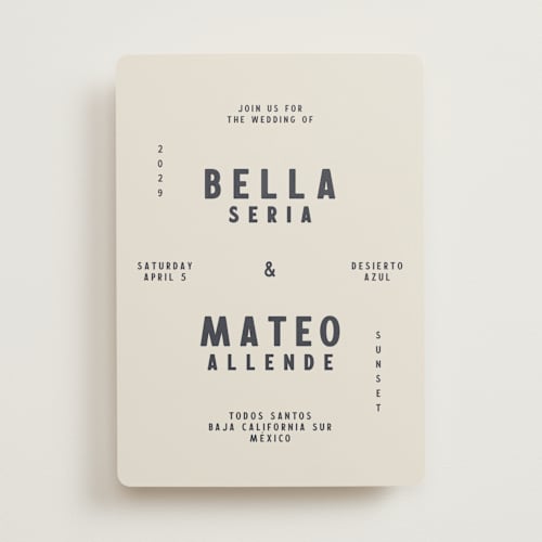 This is a baja blue wedding invitations with standard by Ani Somi called coyota printing on signature in standard