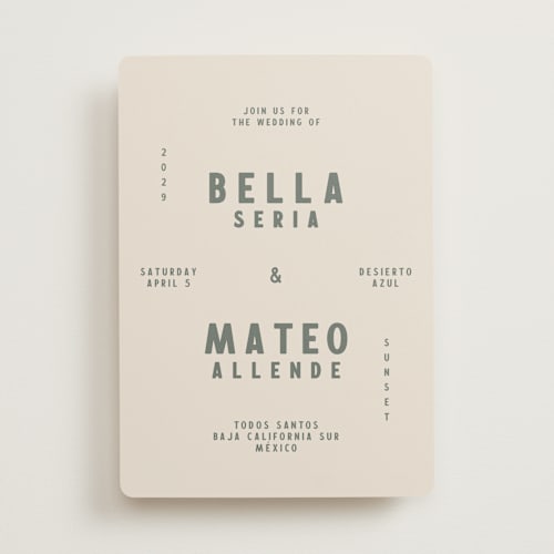 This is a sage brush wedding invitations with standard by Ani Somi called coyota printing on signature in standard