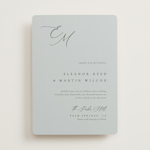 This is a sky wedding invitations with standard by Kelly Schmidt called corner printing on signature in standard
