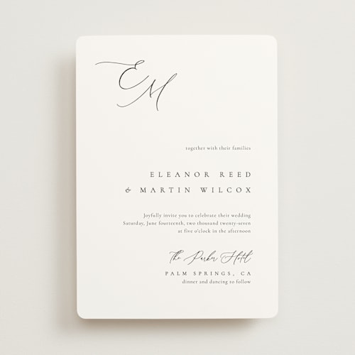 This is a silk wedding invitations with standard by Kelly Schmidt called corner printing on signature in standard