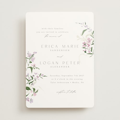 This is a orchid wedding invitations with standard by Everett Paper Goods called fleur printing on signature in standard