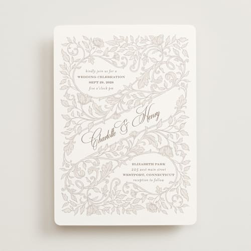 This is a natural wedding invitations with standard by BR Designs called vintage flourishes printing on signature in standard