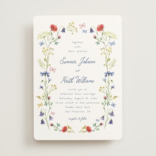 This is a ivory wedding invitations with standard by frau brandt called wildflower romance printing on signature in standard