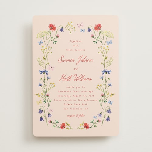 This is a apricot wedding invitations with standard by frau brandt called wildflower romance printing on signature in standard