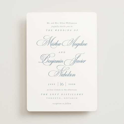 This is a ocean wedding invitations with standard by Kelly Schmidt called chic script printing on signature in standard