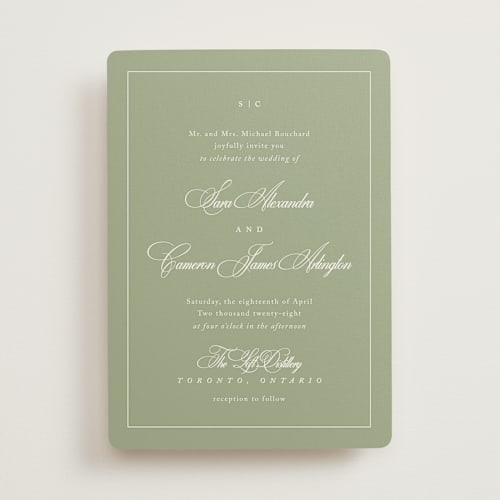 This is a garden wedding invitations with standard by Kelly Schmidt called greenwood printing on signature in standard