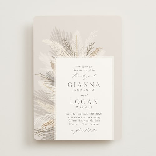This is a ash wedding invitations with standard by Kaydi Bishop called pampas & palms printing on signature in standard