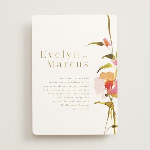 This is a blossom wedding invitations with standard by Angela Marzuki called colorwash floral printing on signature in standard