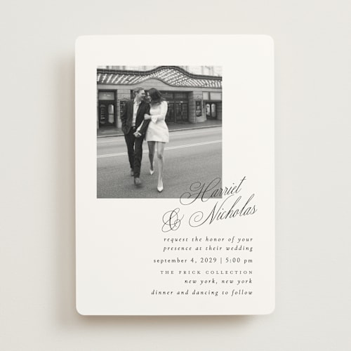 This is a noir slate wedding invitations with standard by Ana de Sousa called written with love printing on signature in standard