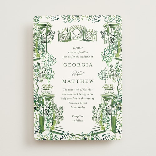 This is a sap wedding invitations with standard by Becky Nimoy called gates and pillars printing on signature in standard