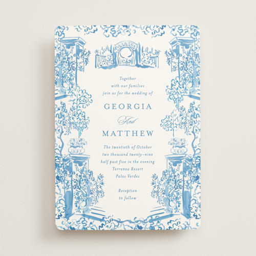 This is a wedgewood wedding invitations with standard by Becky Nimoy called gates and pillars printing on signature in standard