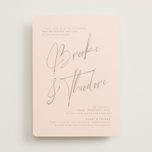 This is a champagne wedding invitations with standard by Design Lotus called signature style printing on signature in standard