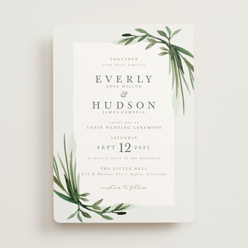 This is a fern wedding invitations with standard by Kate Ahn called botanical frame printing on signature in standard