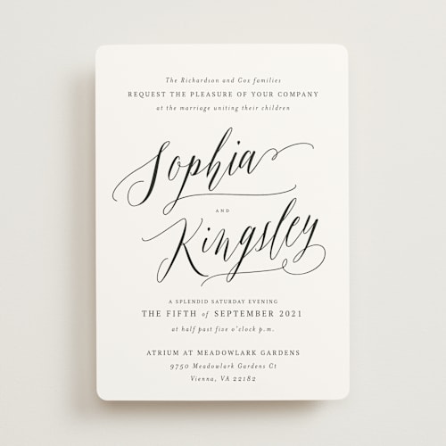 This is a cream wedding invitations with standard by Design Lotus called nothing compares to you printing on signature in standard