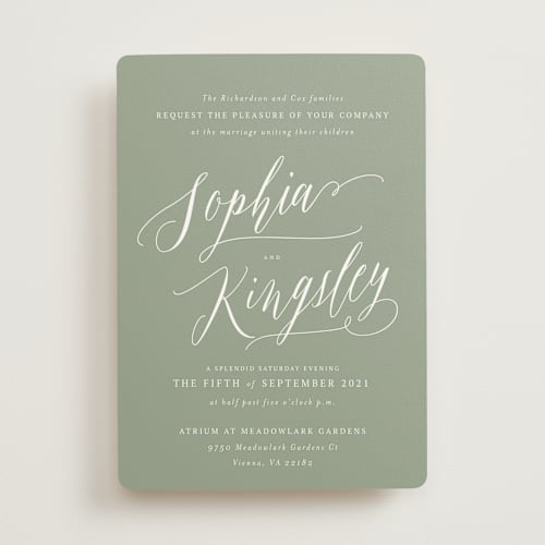 This is a lichen wedding invitations with standard by Design Lotus called nothing compares to you printing on signature in standard