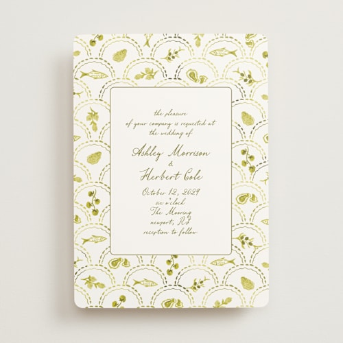 This is a citrus wedding invitations with standard by Tamara Hilje called positano printing on signature in standard