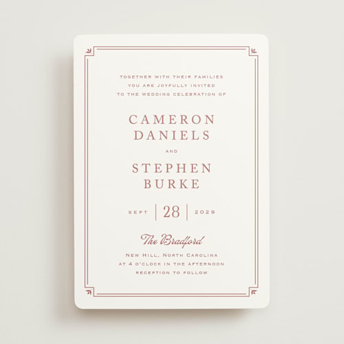 This is a grapefruit wedding invitations with standard by Carolyn MacLaren called fleur corner printing on signature in standard