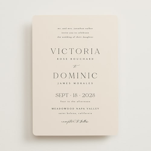 This is a linen wedding invitations with standard by Kelly Schmidt called victoria printing on signature in standard