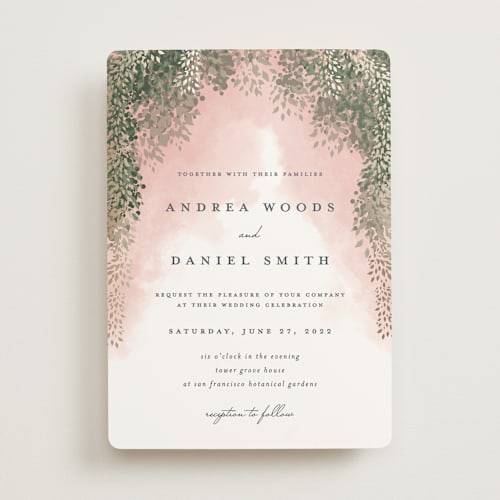 This is a blush wedding invitations with standard by Cass Imagines called veil sweet printing on signature in standard