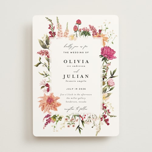 This is a magenta wedding invitations with standard by Susan Moyal called lush printing on signature in standard