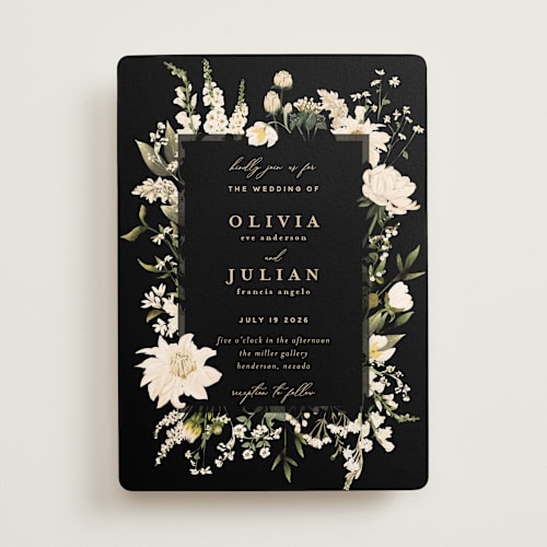 This is a opal wedding invitations with standard by Susan Moyal called lush printing on signature in standard