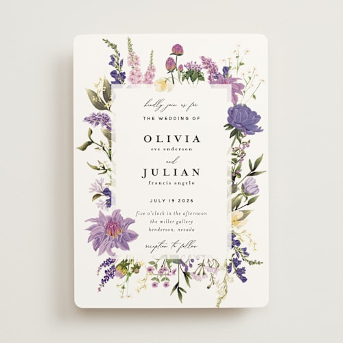 This is a wisteria wedding invitations with standard by Susan Moyal called lush printing on signature in standard