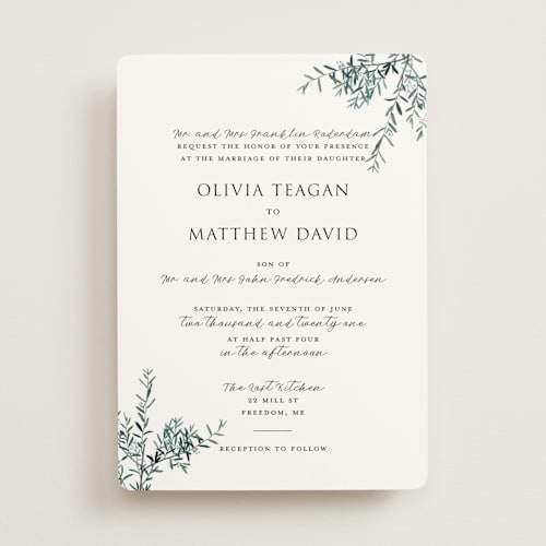 This is a olive wedding invitations with standard by Christie Kelly called fresh sage printing on signature in standard