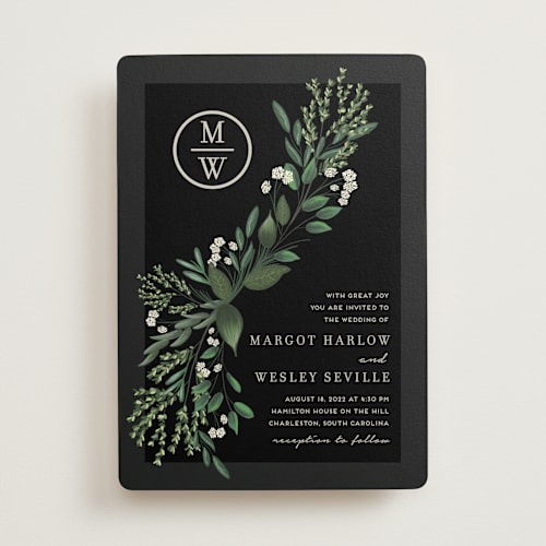 This is a midnight wedding invitations with standard by Kaydi Bishop called watermark printing on signature in standard