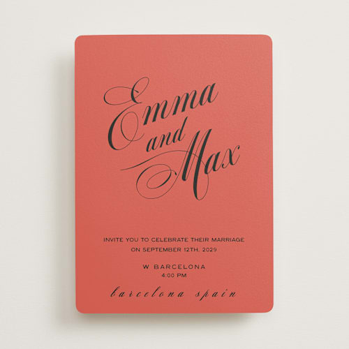 This is a coral wedding invitations with standard by Ani Somi called in lights printing on signature in standard