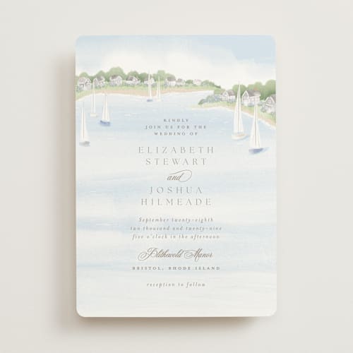 This is a aqua wedding invitations with standard by Jennifer Wick called bristol printing on signature in standard
