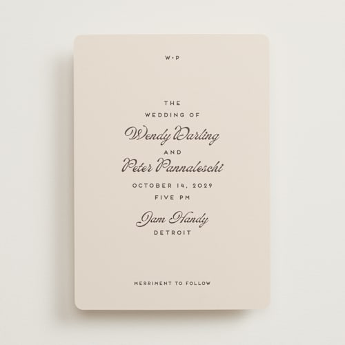 This is a wheat wedding invitations with standard by Snow and Ivy called penumbra printing on signature in standard