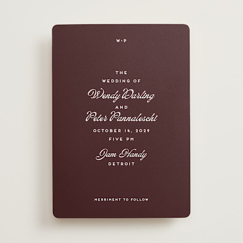 This is a garnet wedding invitations with standard by Snow and Ivy called penumbra printing on signature in standard