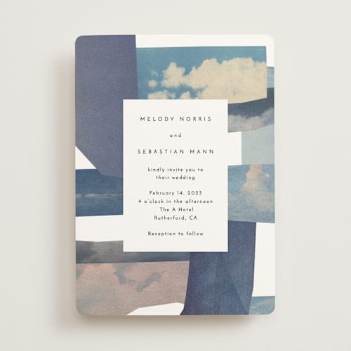 This is a daylight wedding invitations with standard by Sumak Studio called sky poetry printing on signature in standard