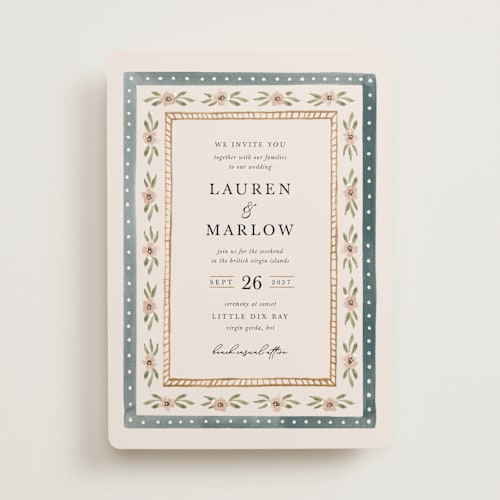 This is a sea wedding invitations with standard by leslie hamer called americana printing on signature in standard