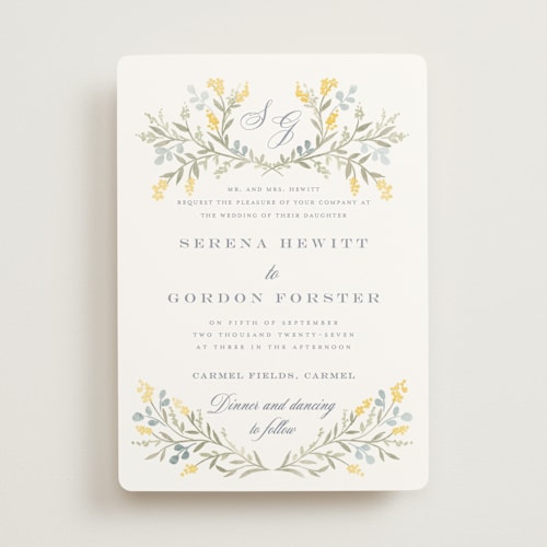 This is a spring wedding invitations with standard by Petra Kern called monogrammed printing on signature in standard