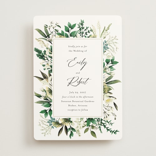 This is a porcelain wedding invitations with standard by Susan Moyal called fresh classic printing on signature in standard