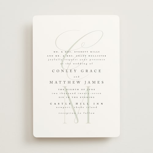 This is a leaf wedding invitations with standard by Kristie Kern called conley printing on signature in standard
